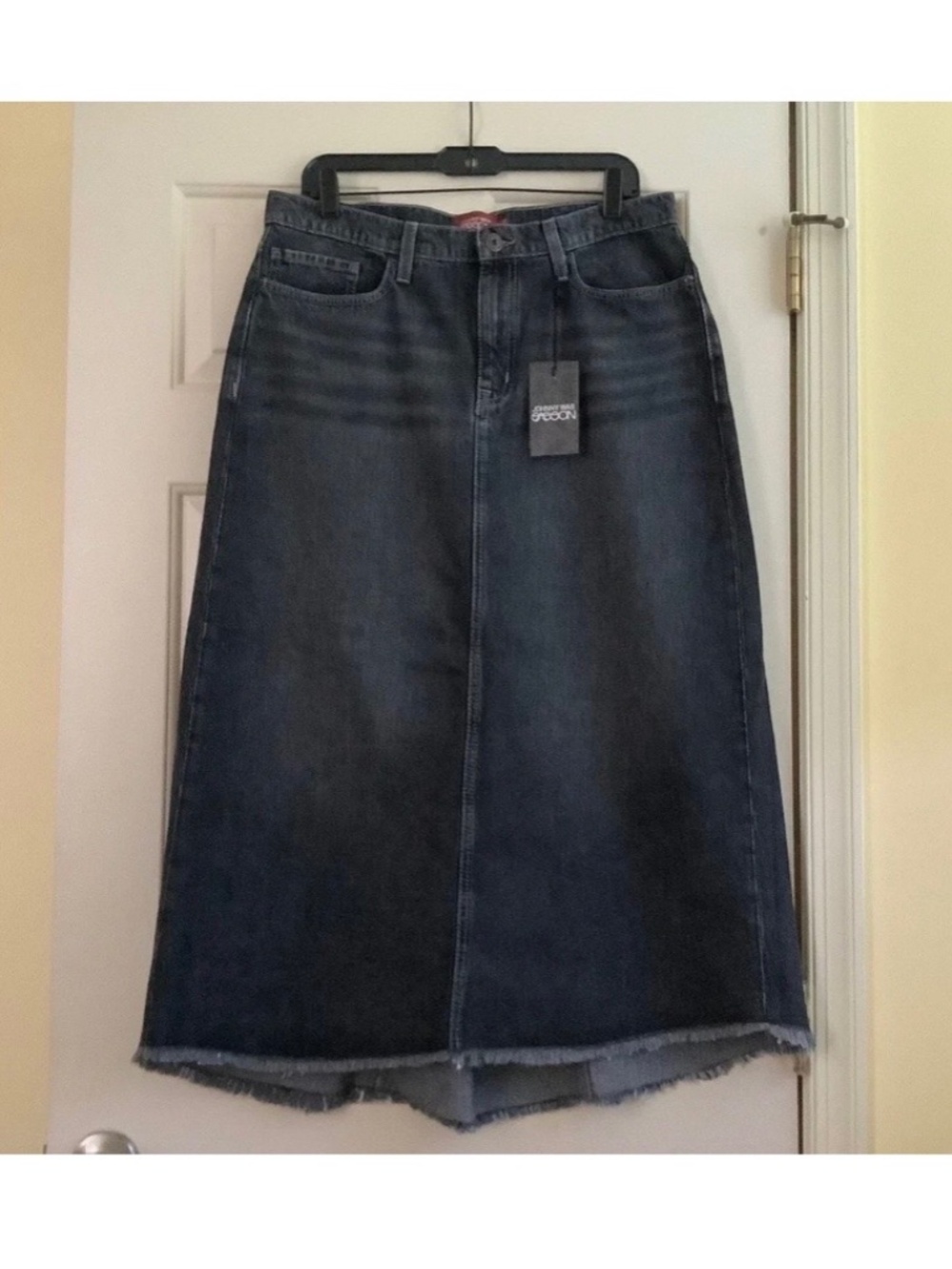 Johnny Was Vienna Denim Maxi Skirt True Black Wash SZ 32